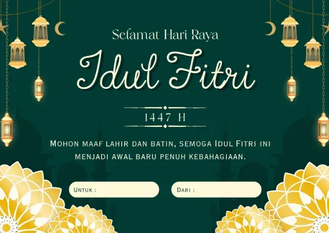 Kartu Ucapan Idul Fitri dengan Nuansa Hijau.webp