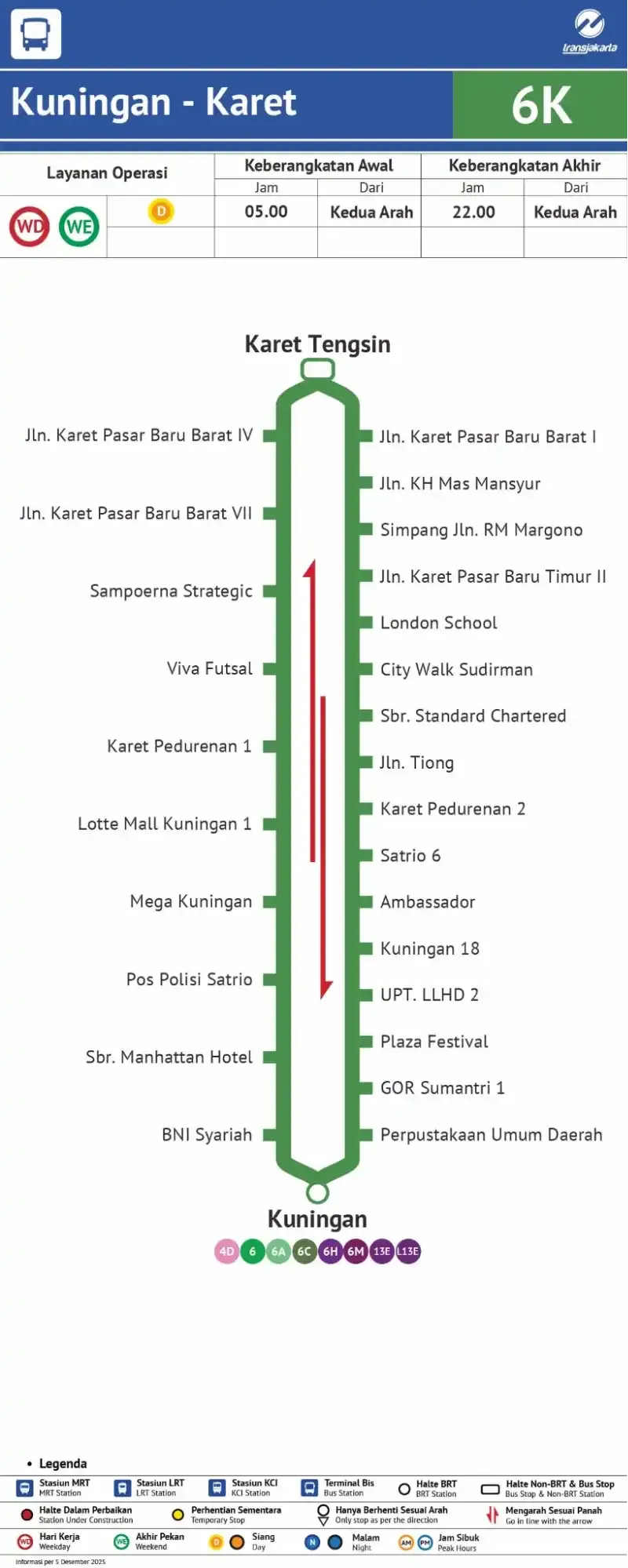 Peta Rute Transjakarta Kuningan–Karet (6K) 2026.webp