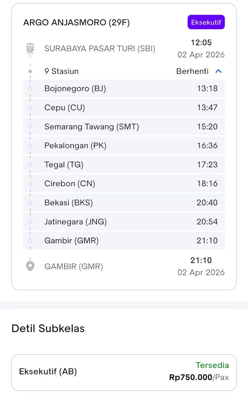 Rute KA Argo Anjasmoro  Sumber KAI Access.webp
