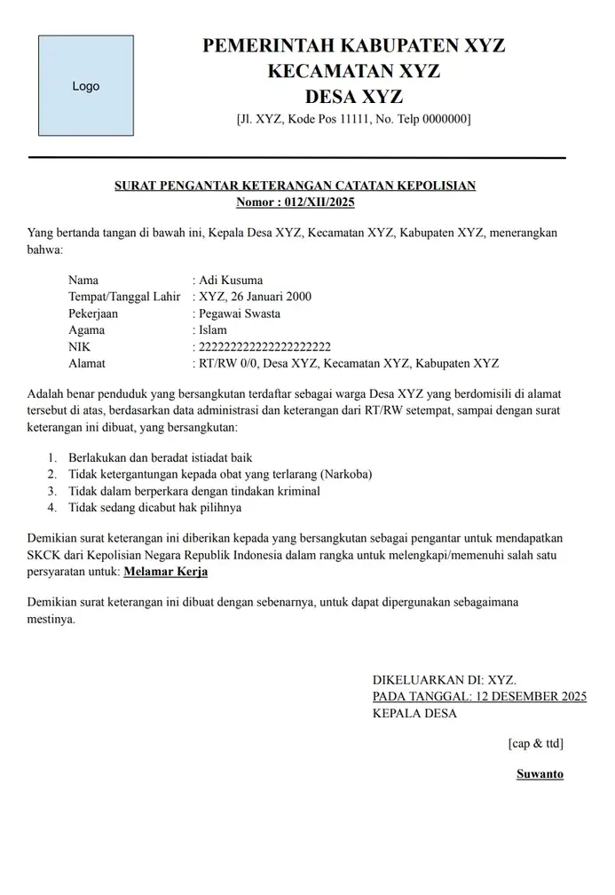 Surat Pengantar SKCK