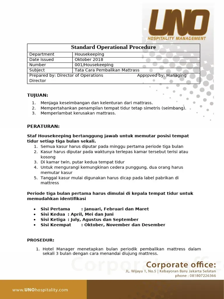 SOP Pembalikan Matras Hotel.webp