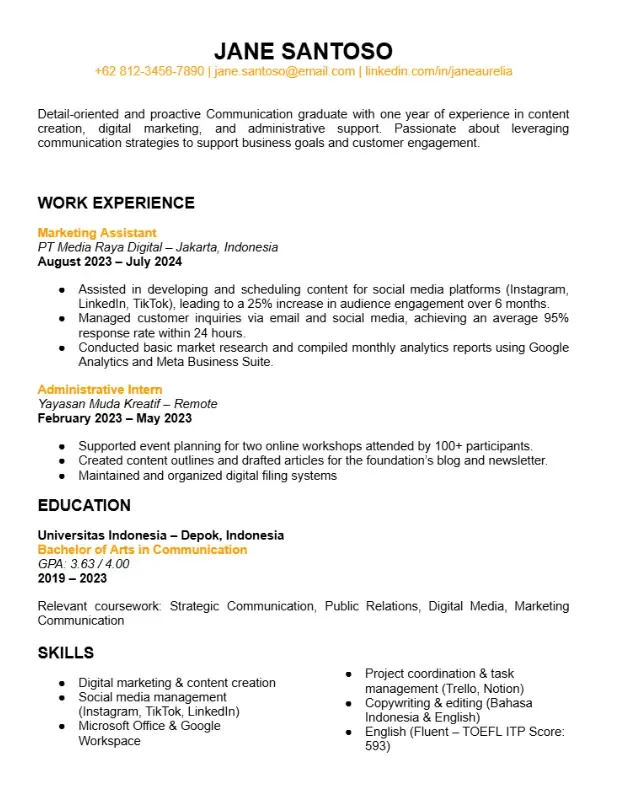 Contoh CV Bahasa Inggris PDF