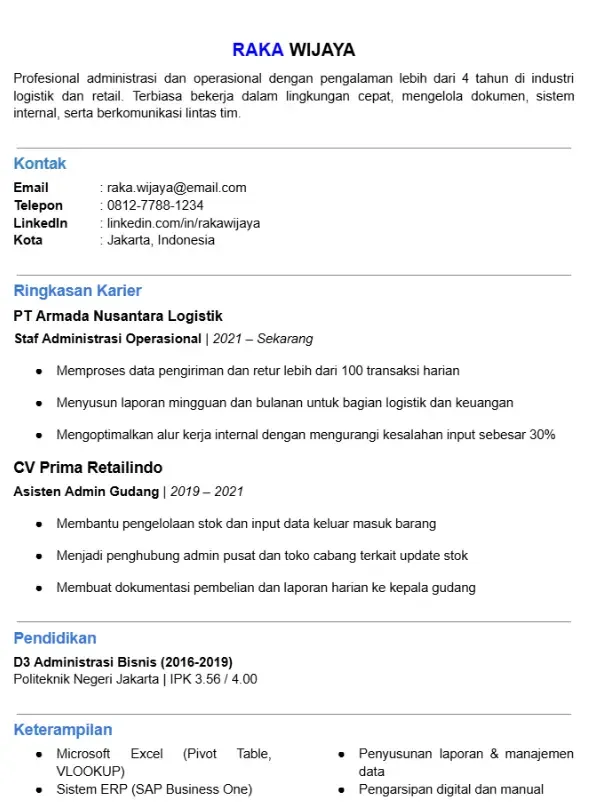 Contoh CV Profesional PDF