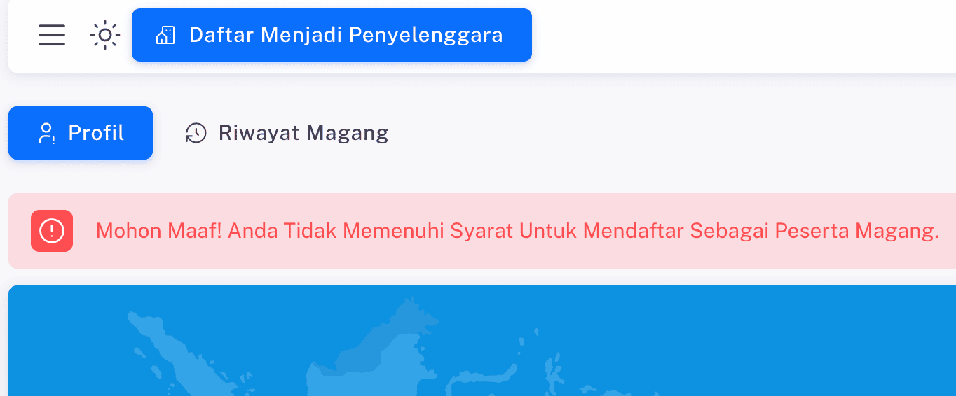 magang nasional tidak memenuhi syarat