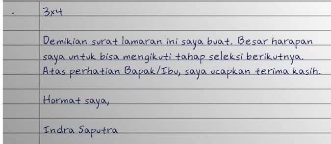 Surat Lamaran Kerja Alfamidi Tulis Tangan