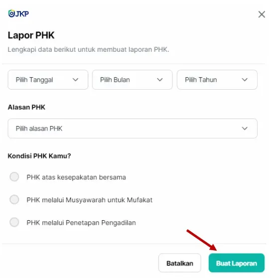 Tampilan Menu Alasan PHK di SIAP Kerja.webp