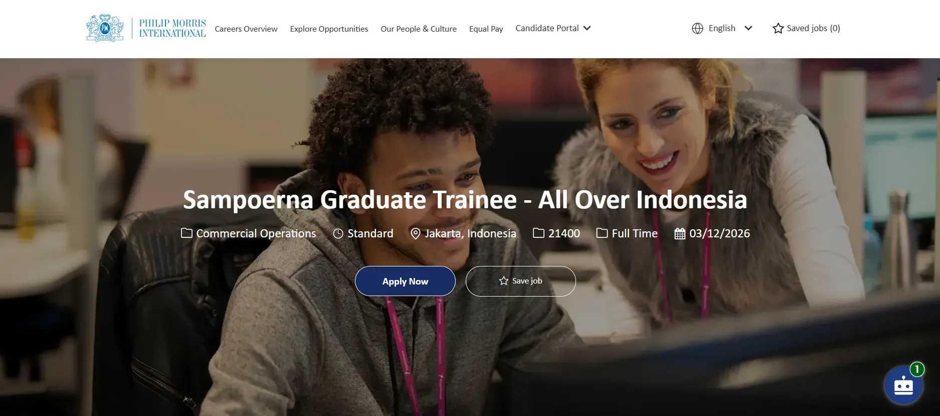 Tampilan Website Sampoerna Graduate Trainee 2026  Sumber PMI Careers.webp