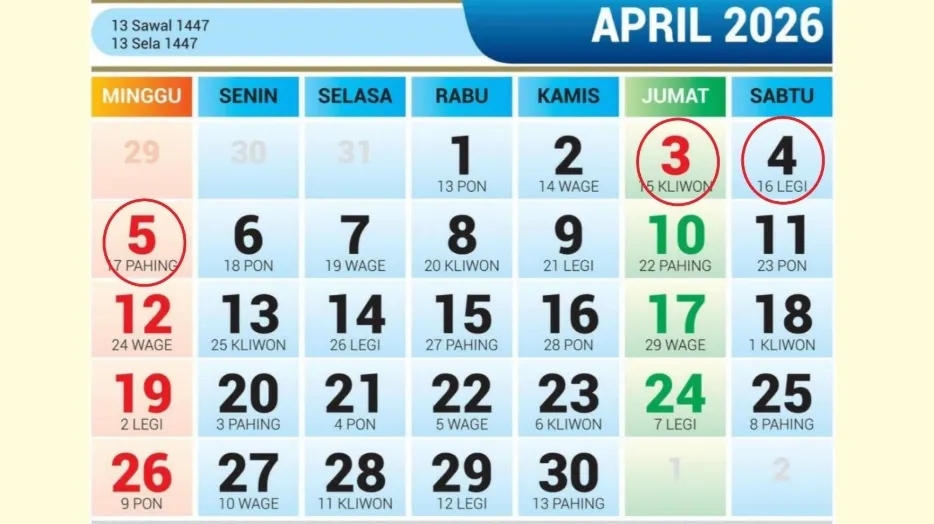 Tanggal Merah dan Cuti Bersama April 2026.webp