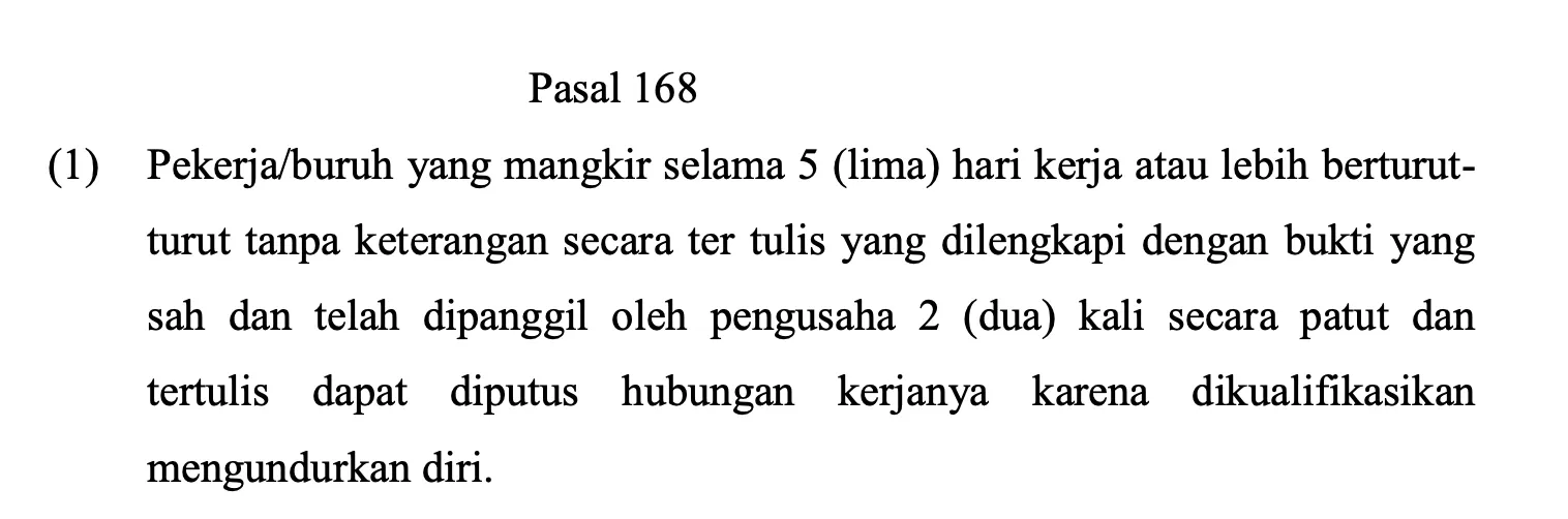 PHK karena mangkir