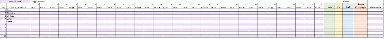 cara membuat absen di excel (3).webp