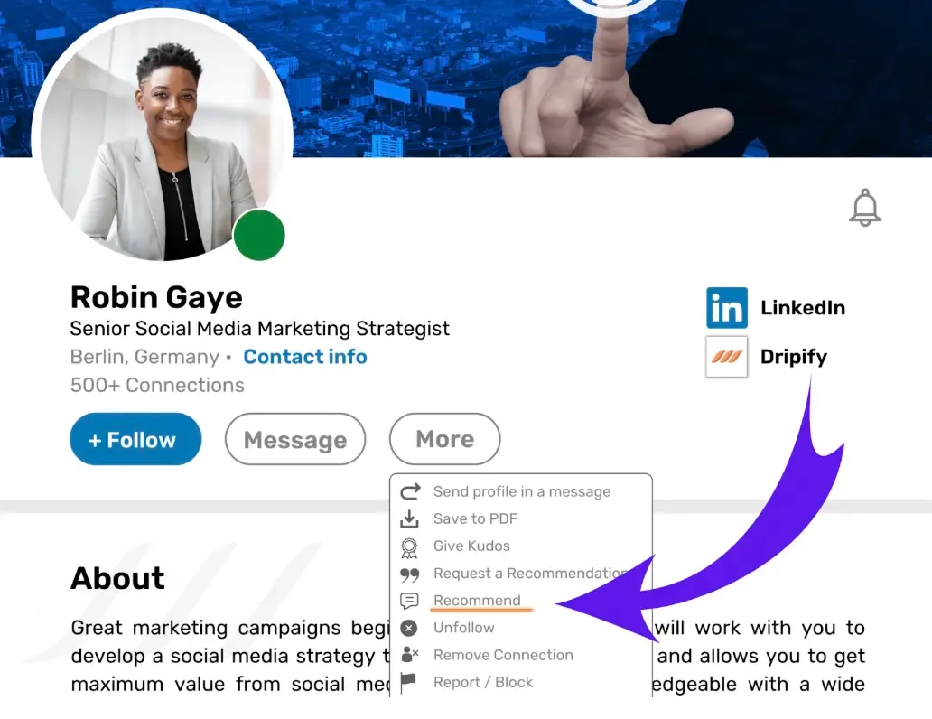 contoh rekomendasi di linkedin