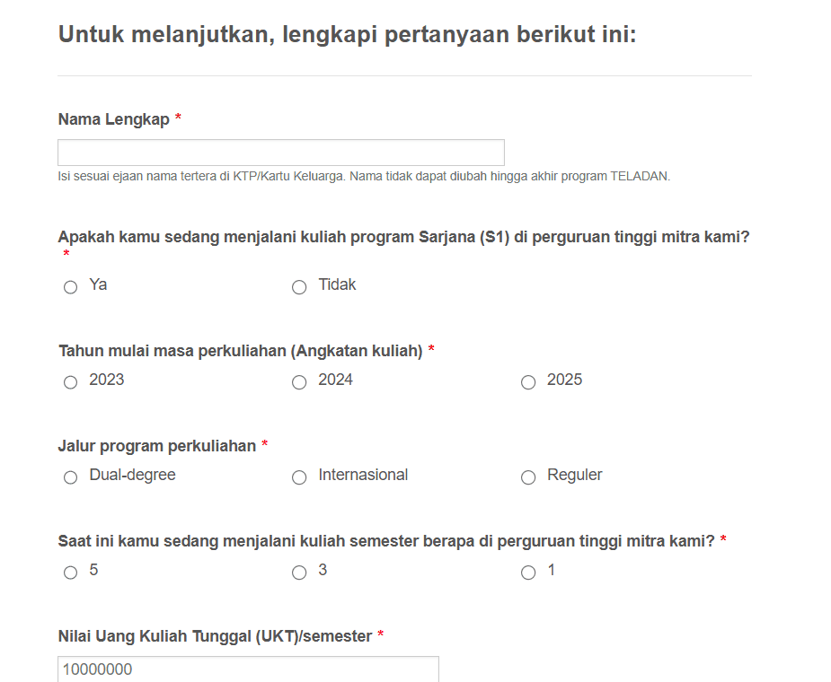 formulir TELADAN