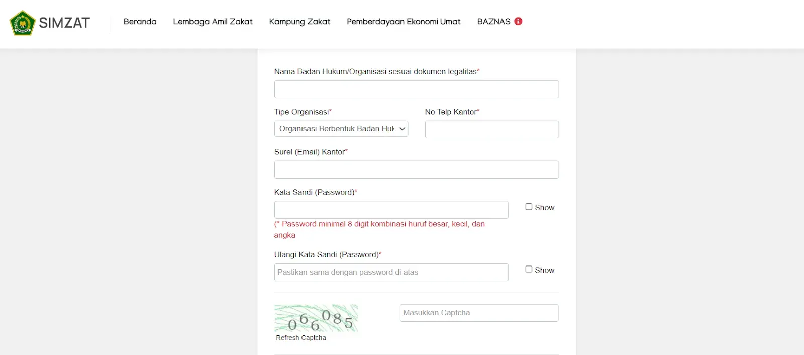 formulir pendaftaran anggota baznas