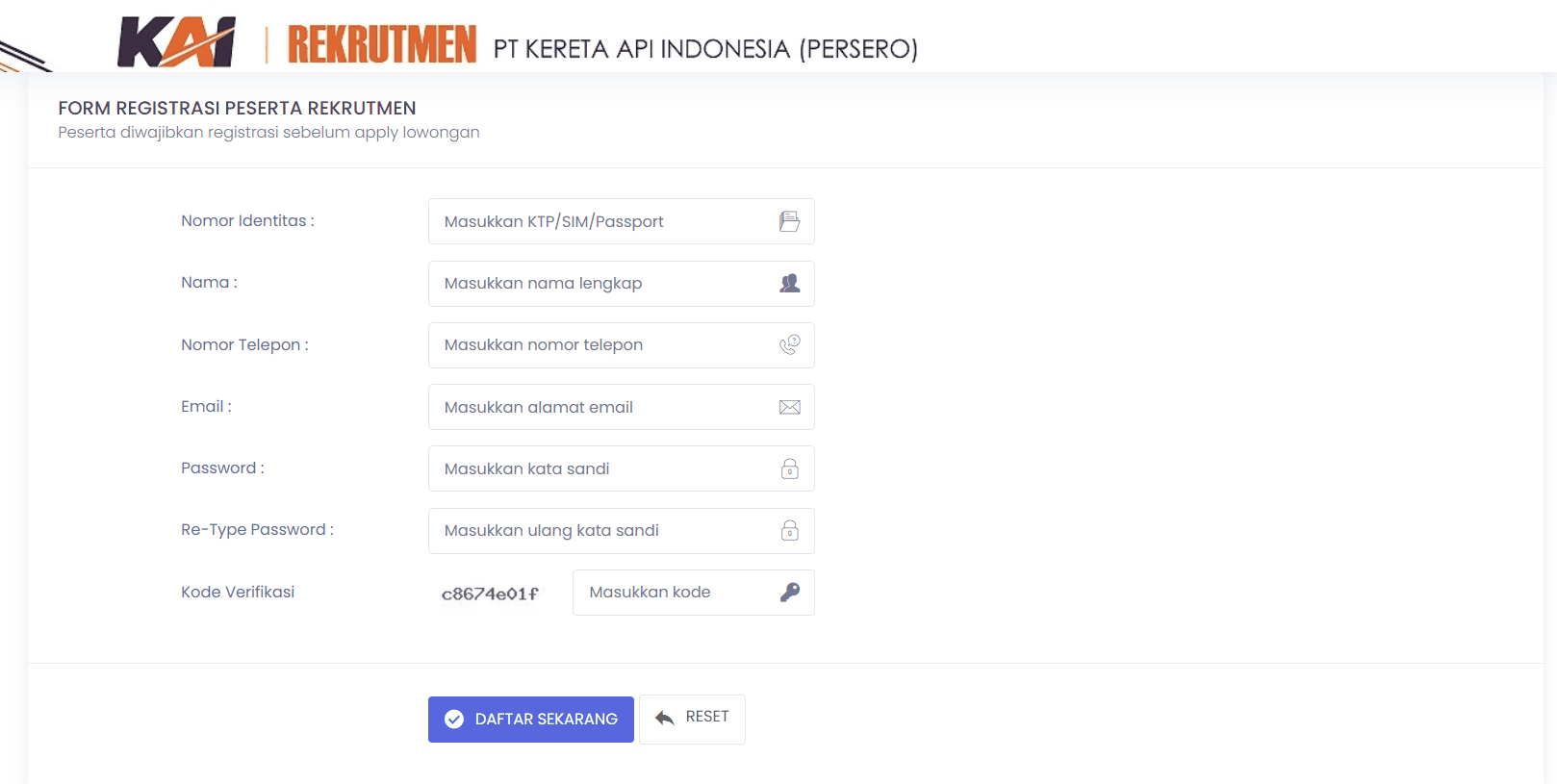 formulir pendaftaran rekrutmen kai 2025