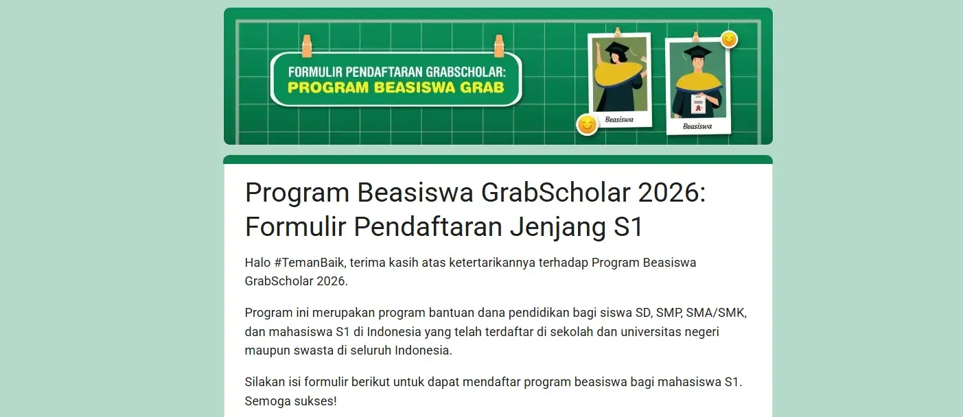 Pendaftaran Beasiswa Grab 2026