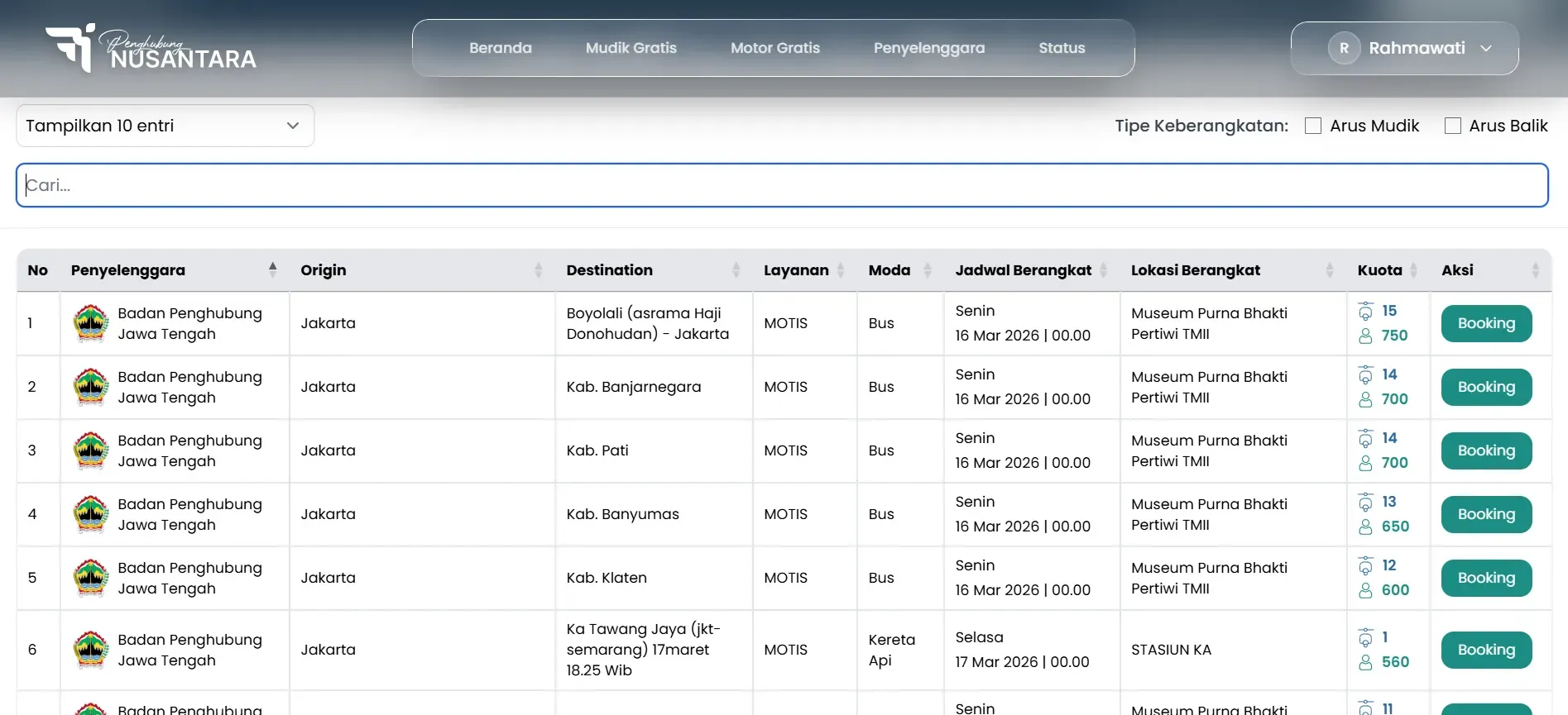 jadwal keberangkatan mudik gratis kemenhub 2026