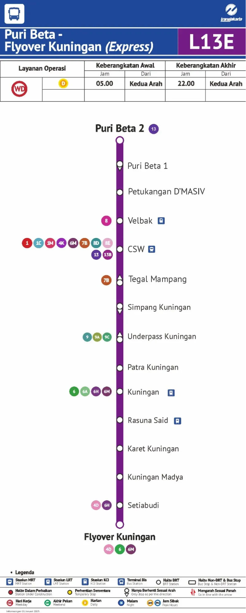 Rute Transjakarta Puri Beta–Flyover Kuningan (L13E) 2026