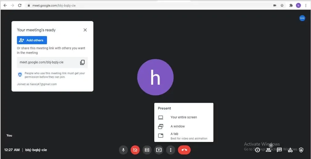 share link meeting google