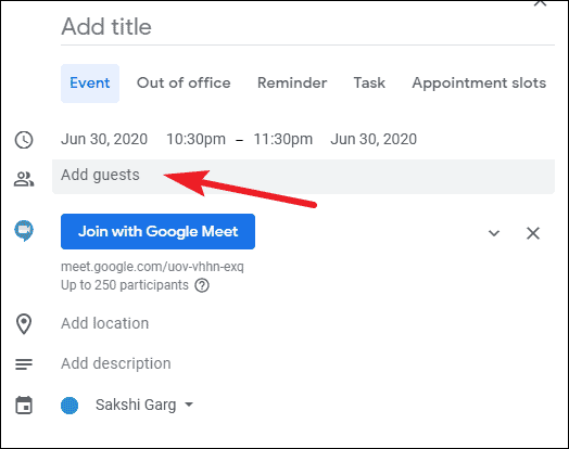 add guest google meeting calendar