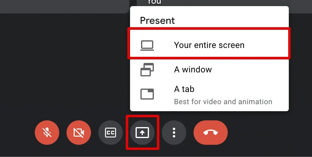 share screen google meeting