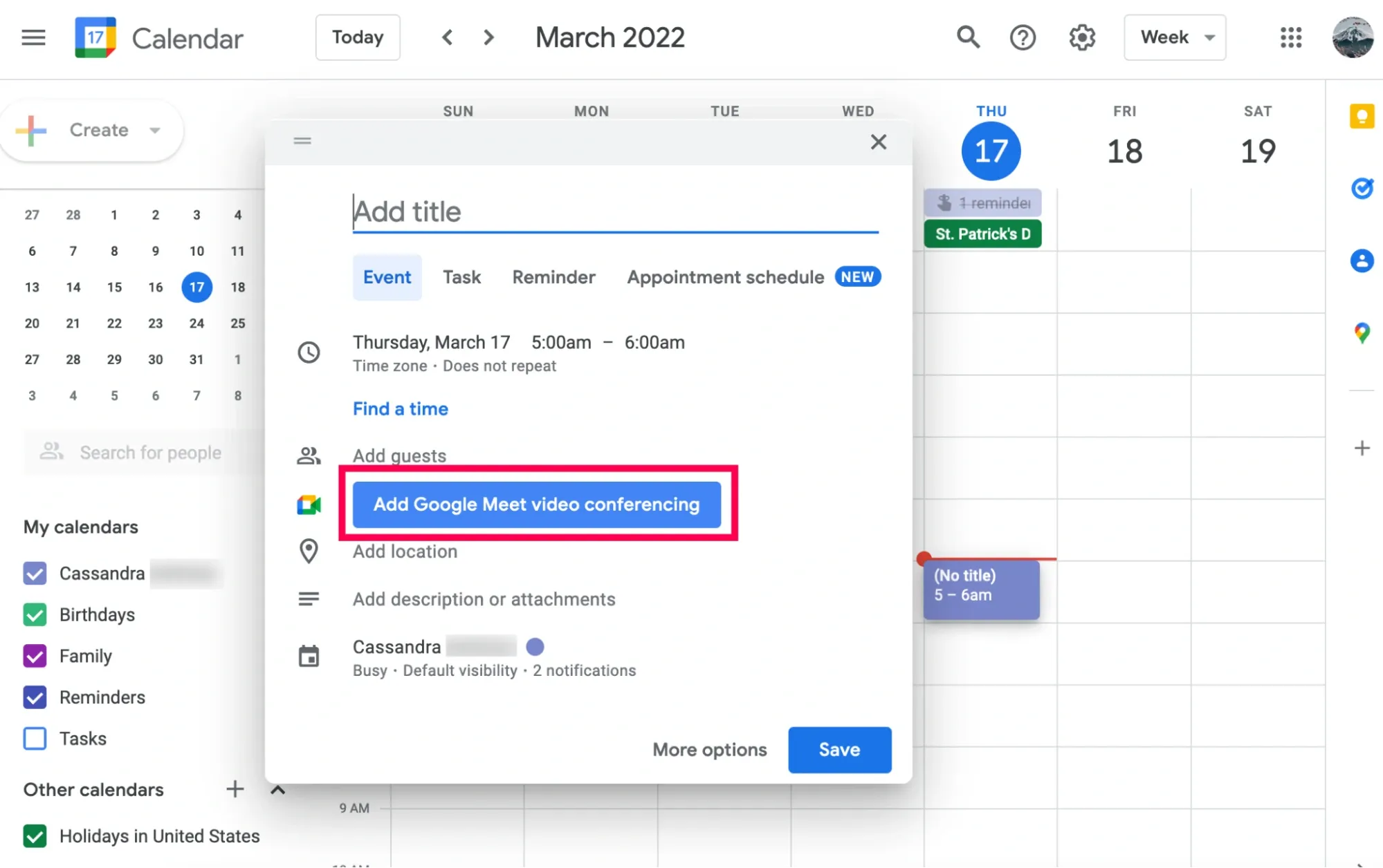 add meet to calendar