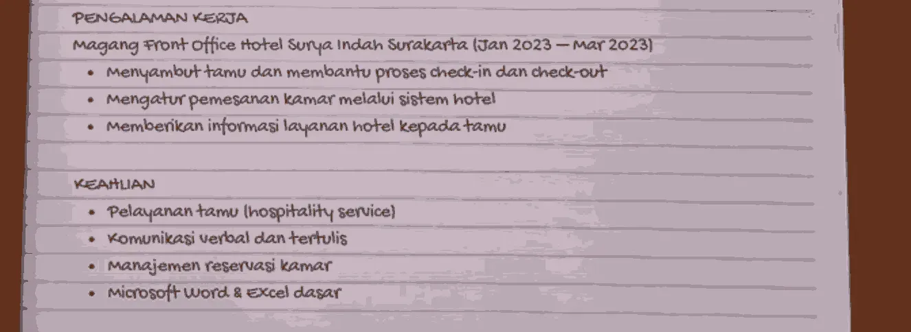 Contoh Pengalaman Kerja di CV