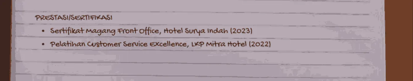 Contoh Penulisan Sertifikasi di CV 