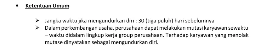 Contoh Ketentuan Umum di Offering Letter