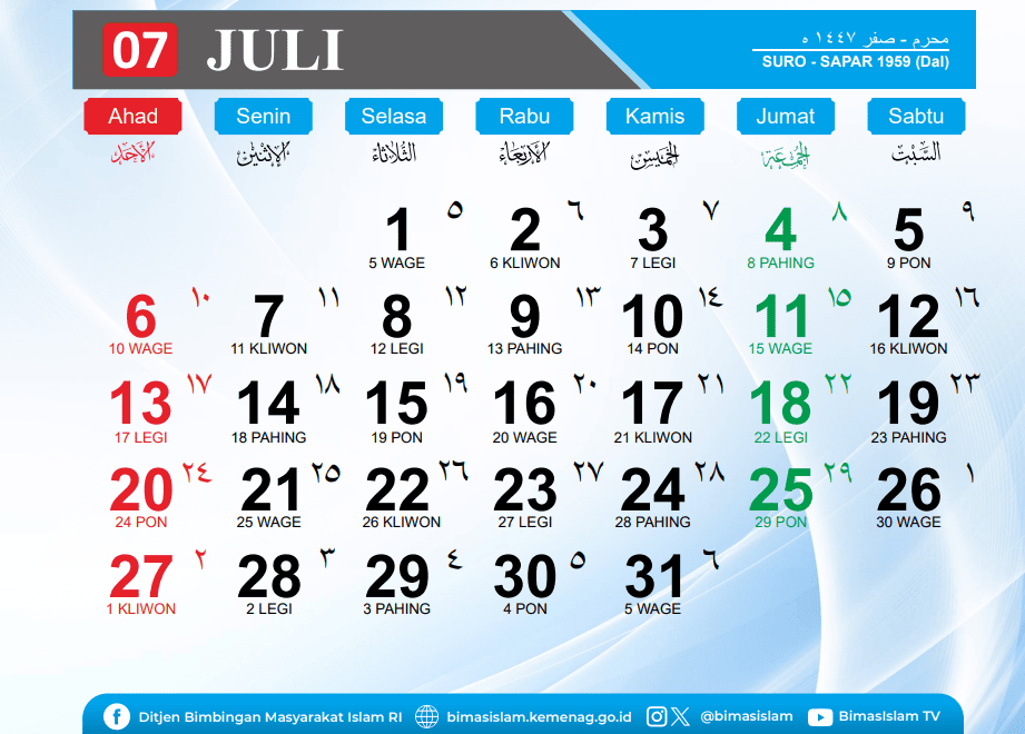 kalender juli kemenag 2025