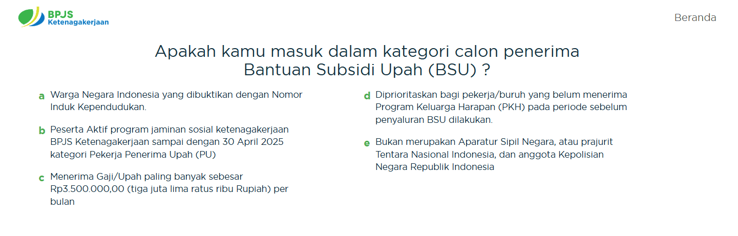 kriteria penerima bsu