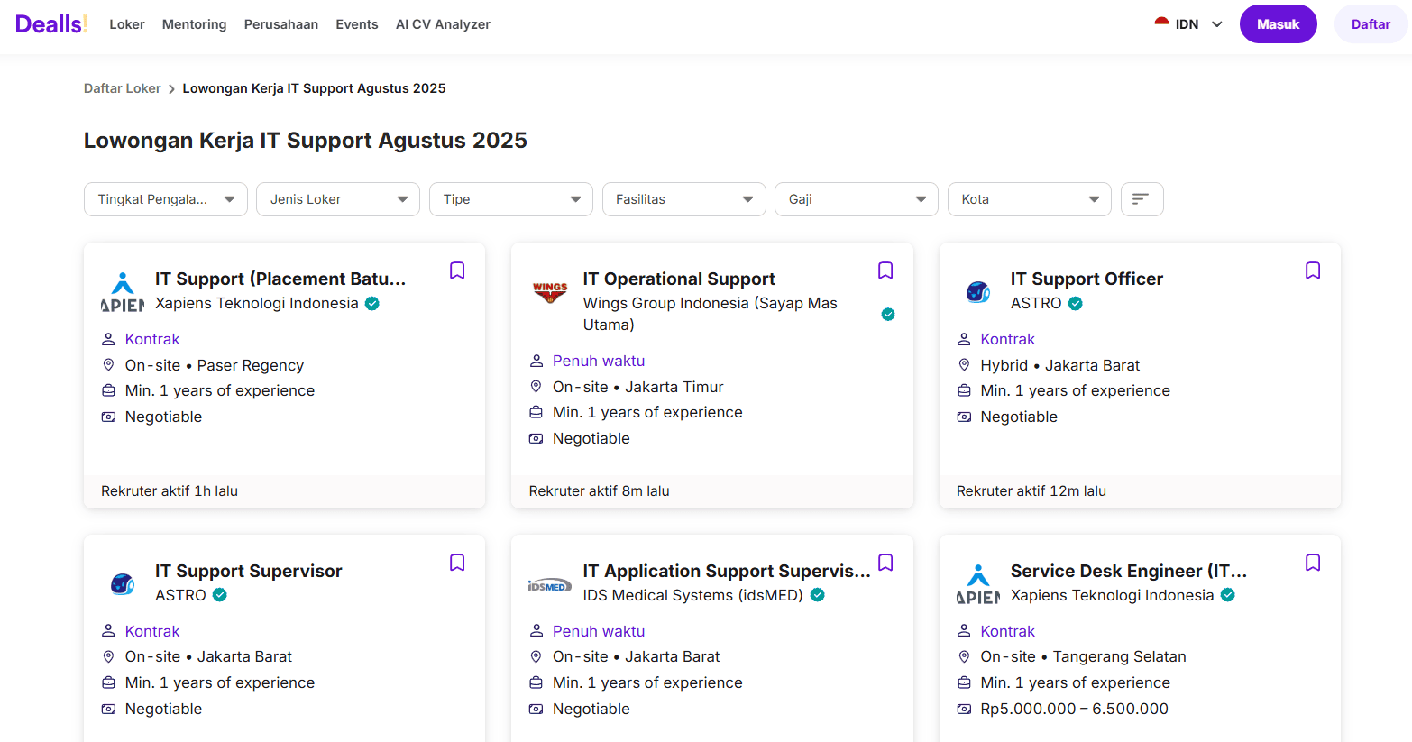 loker it support di dealls