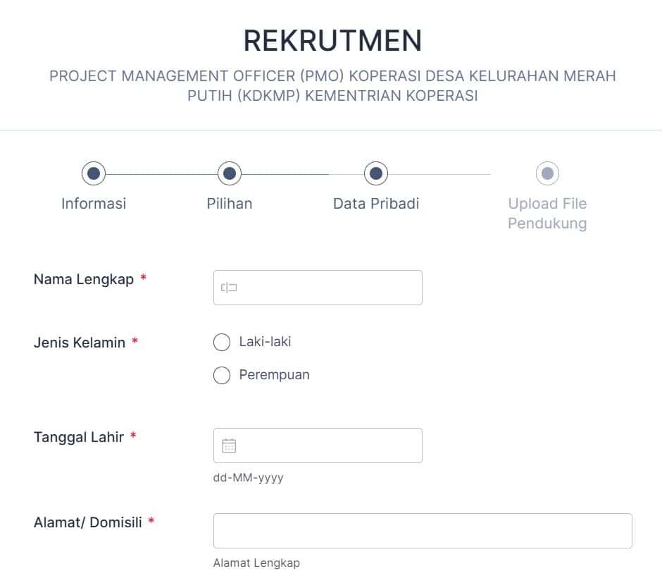 cara daftar rekrutmen pmo koperasi merah putih