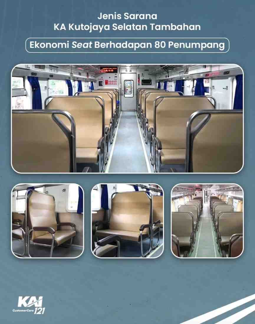Kursi Ekonomi KA Kutojaya Selatan I Sumber: KAI