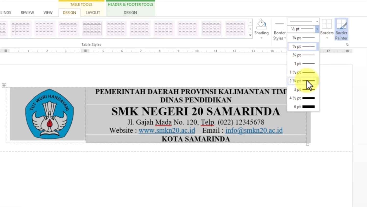 Pilih ukuran garis yang sesuai I Sumber: Youtube (Felly Tutorial)
