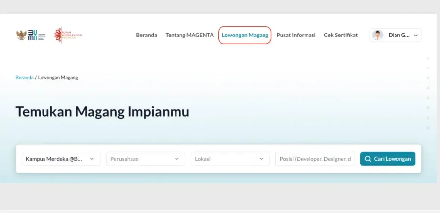 temukan lowongan magang di magenta.webp