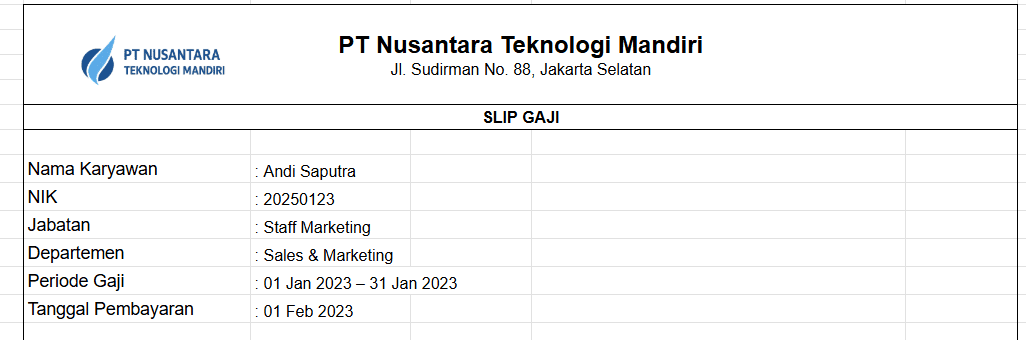 cara membuat slip gaji
