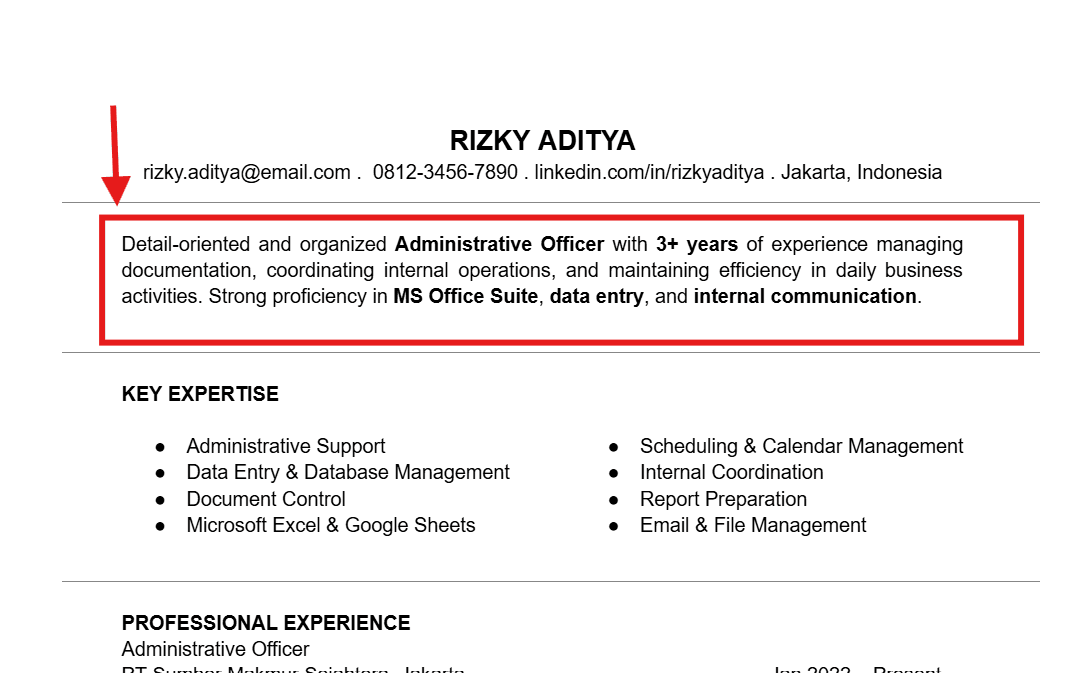 Contoh Tentang Saya di CV